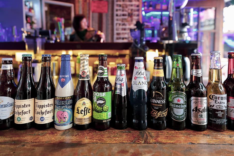 container, bottle, alcohol, food and drink, refreshment, large group of objects HD wallpaper