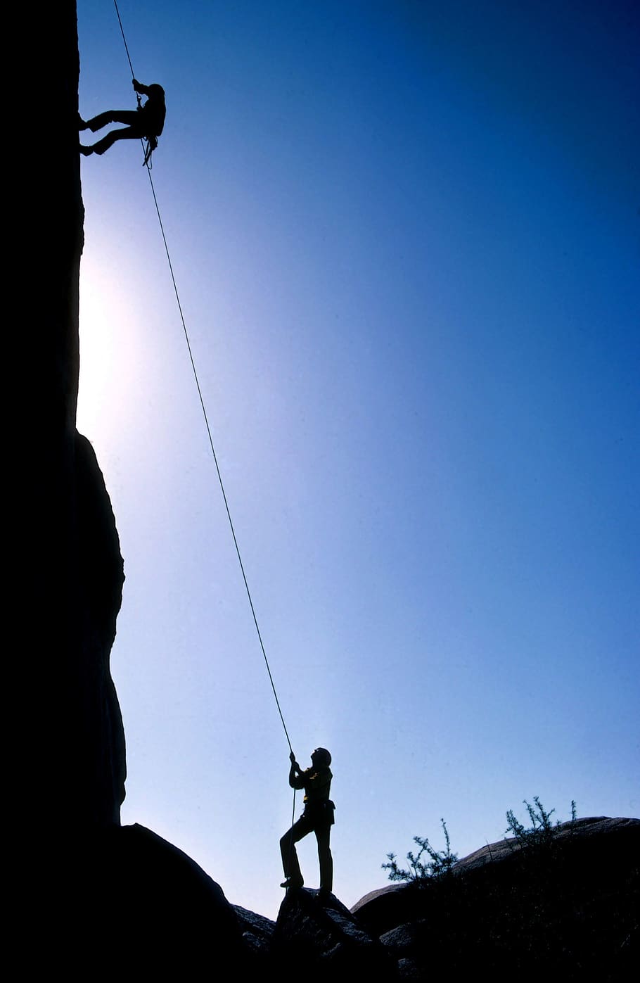 Mountain Climbing Silhouette, action, adventure, backlit, challenge, HD wallpaper