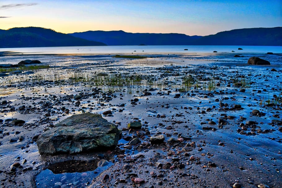 canada, anse-st-jean, qc, blue hour, sunset, water, sea, sky