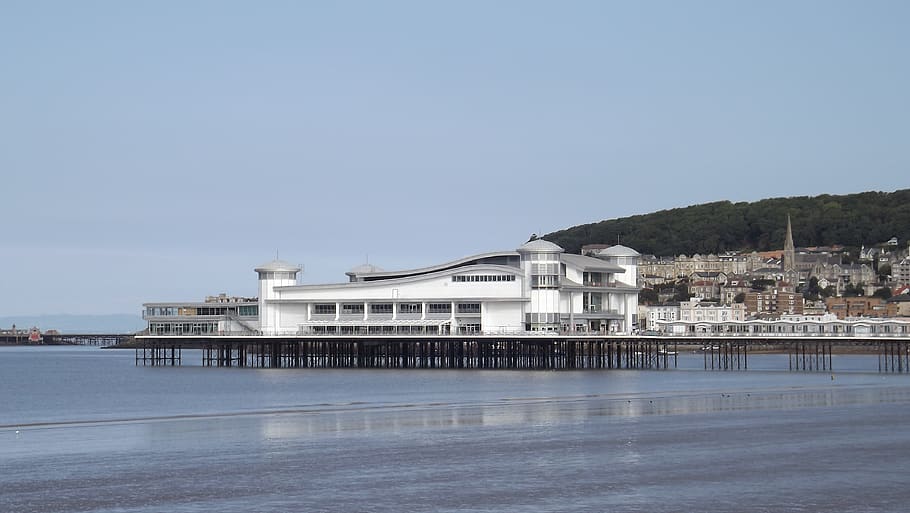 seafront, pier, beach, building exterior, architecture, built structure HD wallpaper