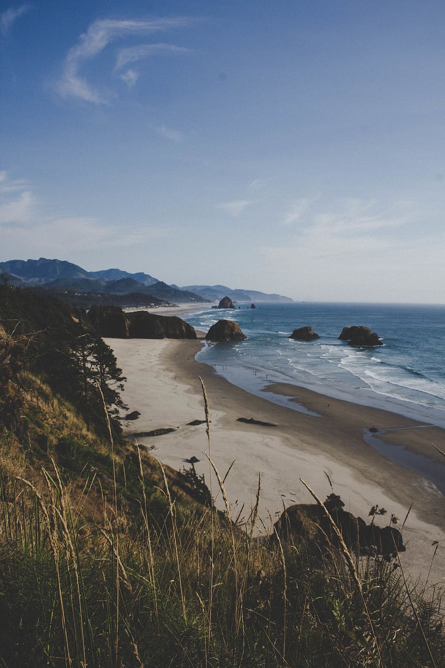 cannon beach, ecola state park, united states, ocean, mountains