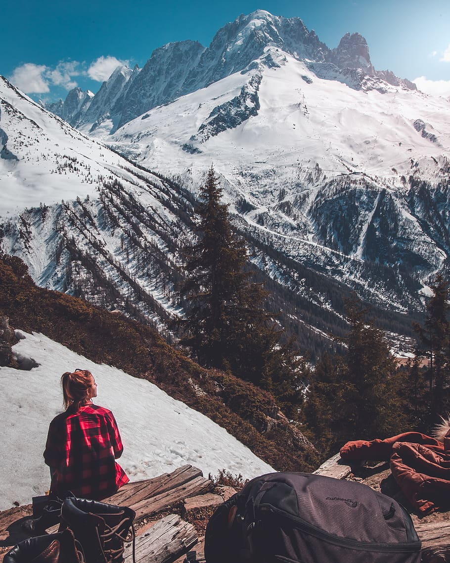 nature, outdoors, mountain, human, person, ice, mountain range HD wallpaper