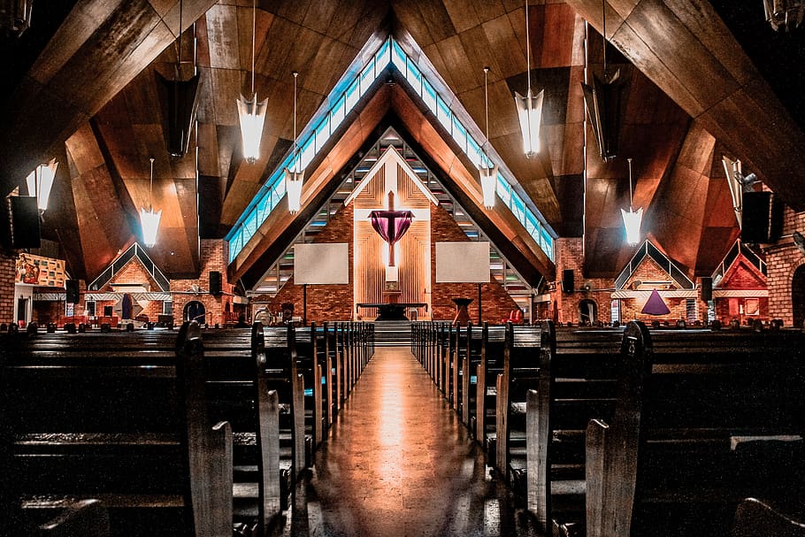 brown church interior, singapore, building, worship, architecture HD wallpaper
