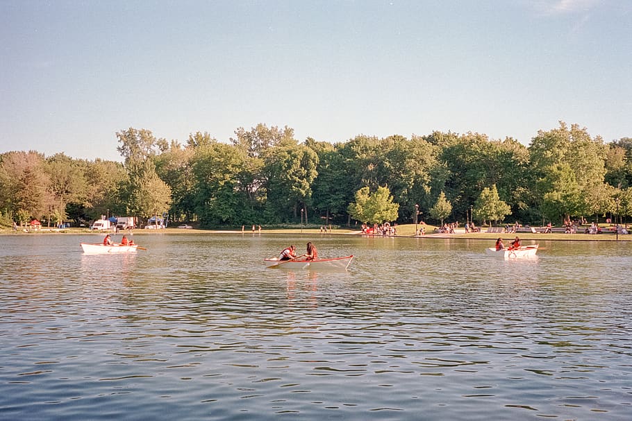 water, boat, human, person, mount royal park, canada, montreal, HD wallpaper