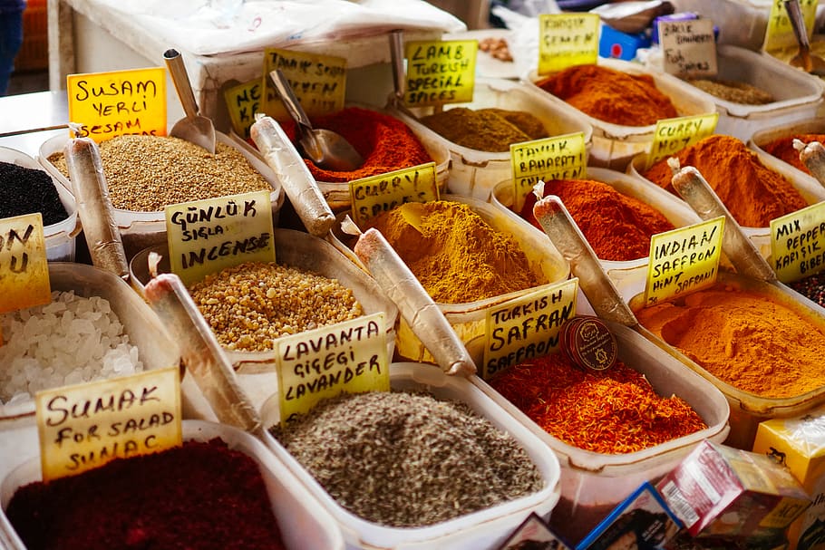 assorted-color spices, food, food and drink, choice, variation HD wallpaper