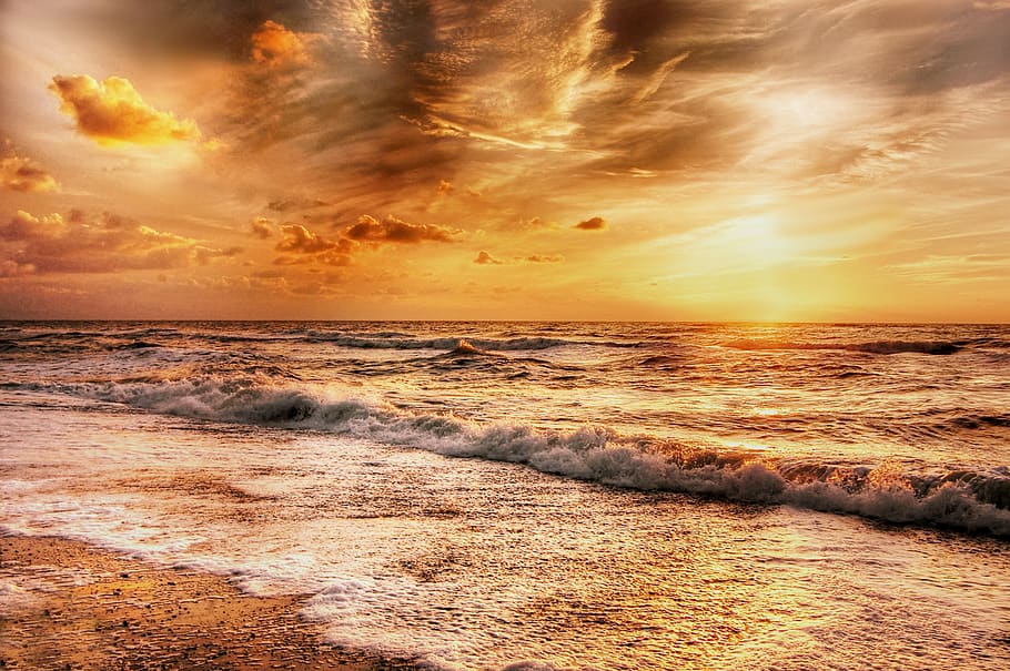 sun, beach, wave, north sea, denmark, summer, ocean, water HD wallpaper