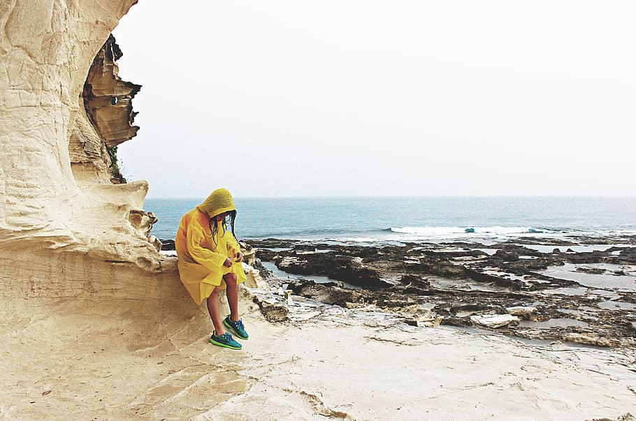 philippines, burgos, sea, beach, land, water, one person, full length HD wallpaper