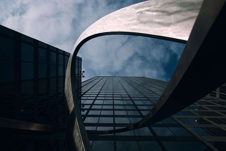grey arc structure, office building, window, architecture, urban HD wallpaper