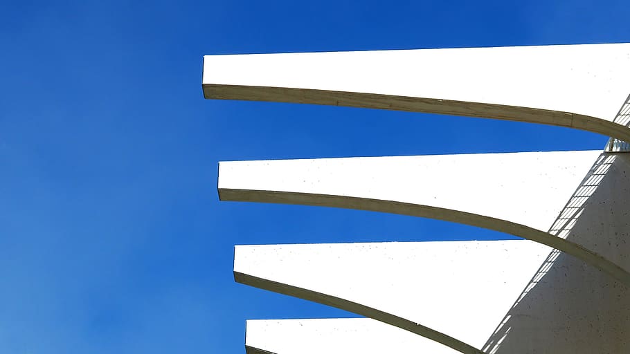 lines, building, architecture, white, blue, sky, clean, minimalist HD wallpaper