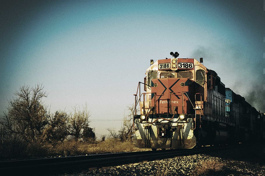transportation, vehicle, train, train track, railway, shipping container HD wallpaper