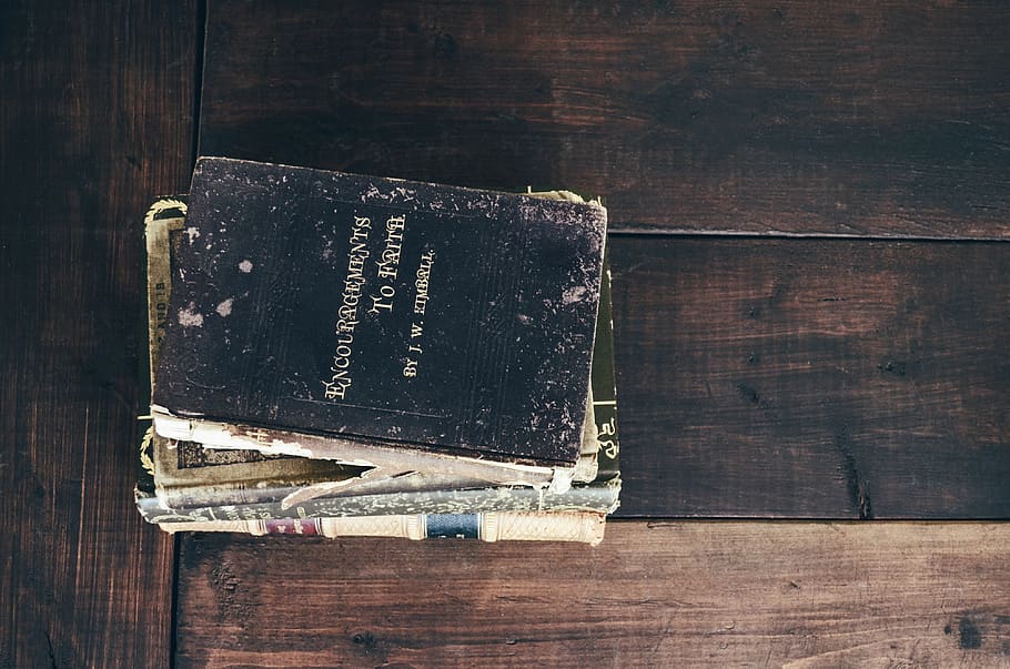 black covered book, wood - material, indoors, old, table, no people HD wallpaper