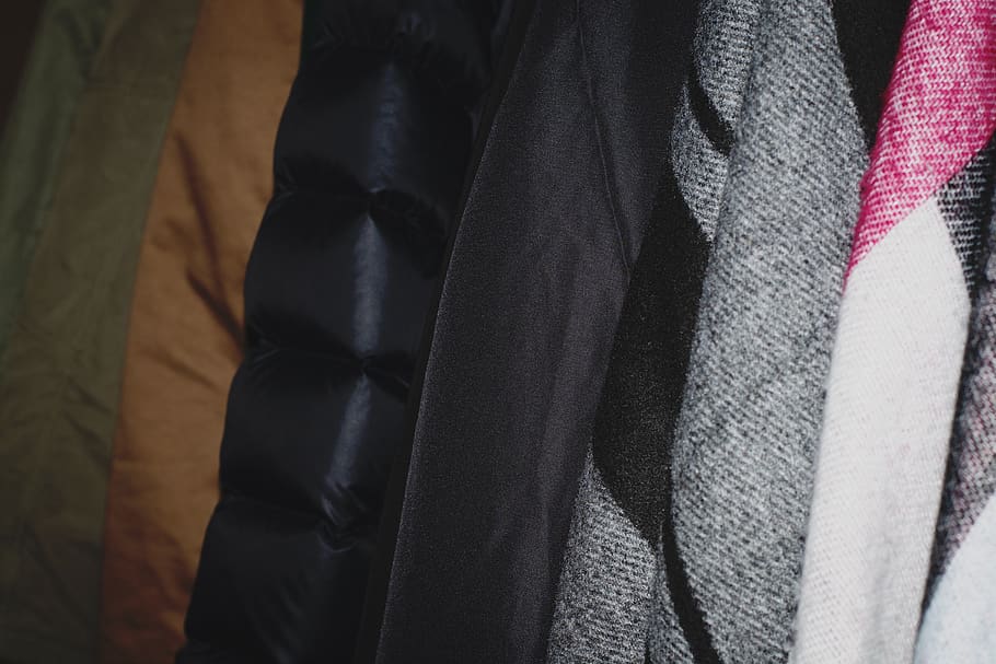 jackets, coats, wardrobe, substances, materials, close up, winter clothing HD wallpaper