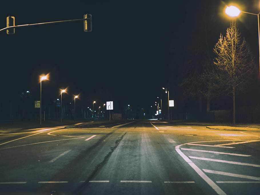 Gray Concrete Road, asphalt, dark, evening, expressway, highway HD wallpaper