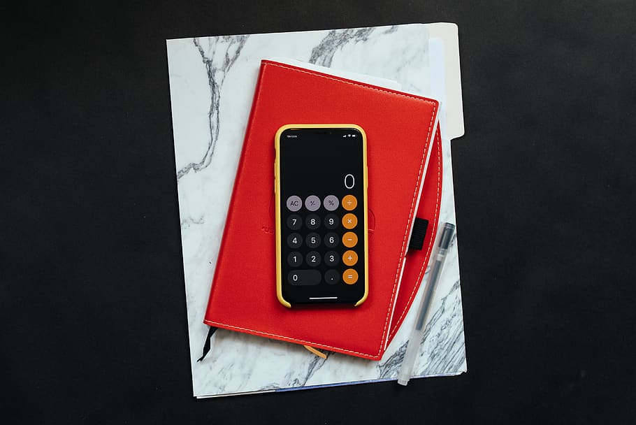 black Android smartphone on red flip case, technology, number HD wallpaper