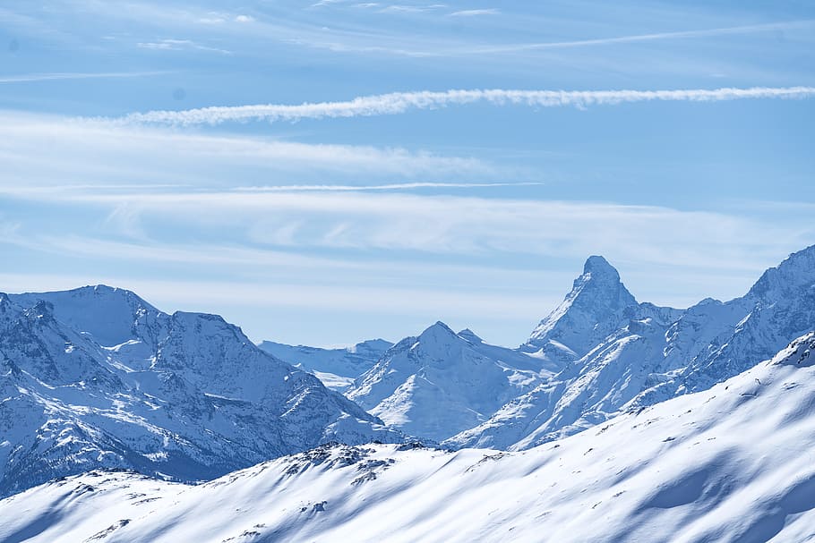 snow mountaints, nature, winter, matterhorn, switzerland, cold temperature, HD wallpaper