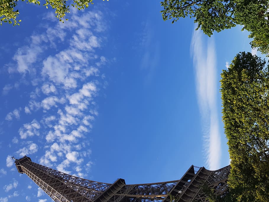 france, paris, sky, cloud - sky, low angle view, tree, architecture HD wallpaper