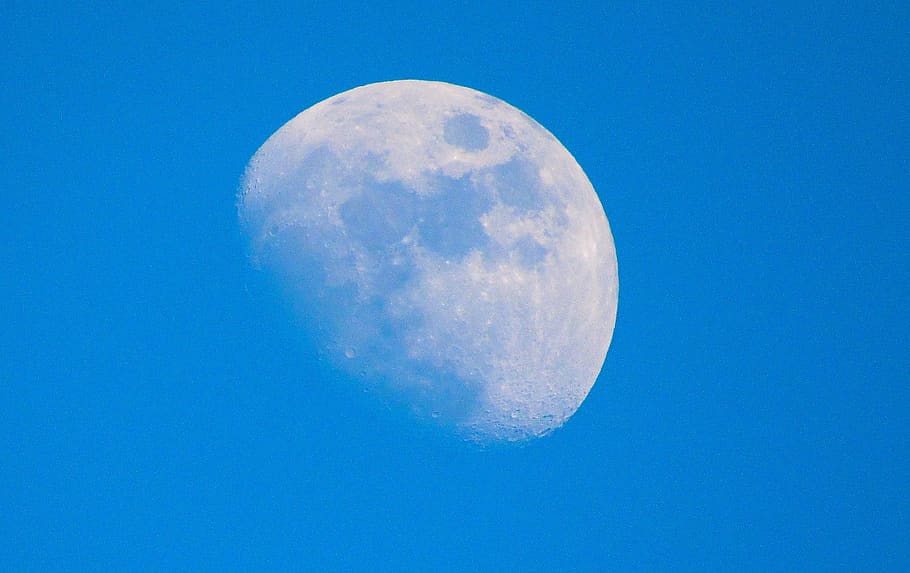 canada, penticton, moon, daytime, blue, space, astronomy, sky HD wallpaper