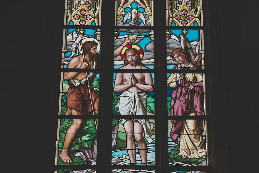 Religious stein glass window, human representation, spirituality HD wallpaper