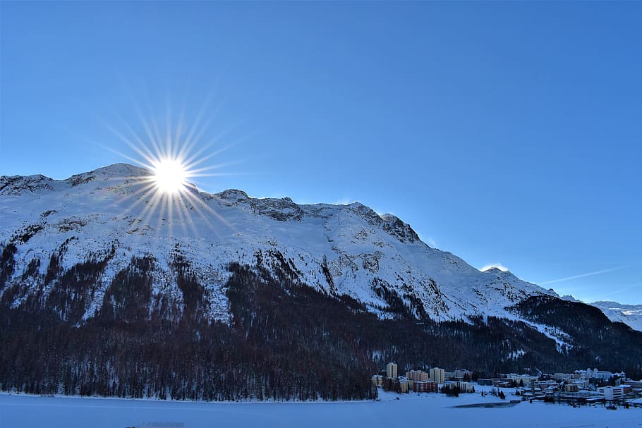 winter, mountains, ski area, slopes, wintry, st, moritz, switzerland HD wallpaper