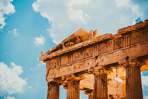 brown concrete structure, architecture, building, column, parthenon HD wallpaper