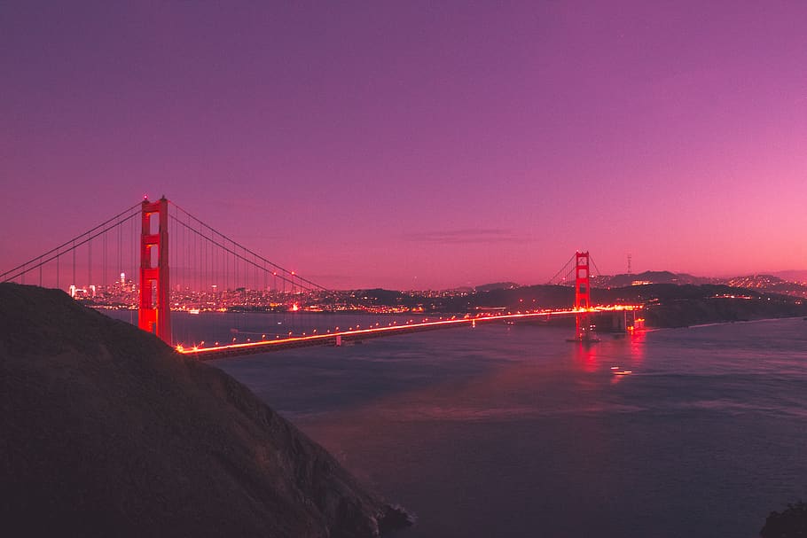Golden Gate Bridge, architecture, bay area, evening, long exposure, HD wallpaper