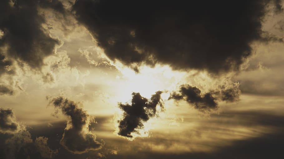 cloud, sky, sun, cloudy, cloudscape, skyscape, yellow, white HD wallpaper