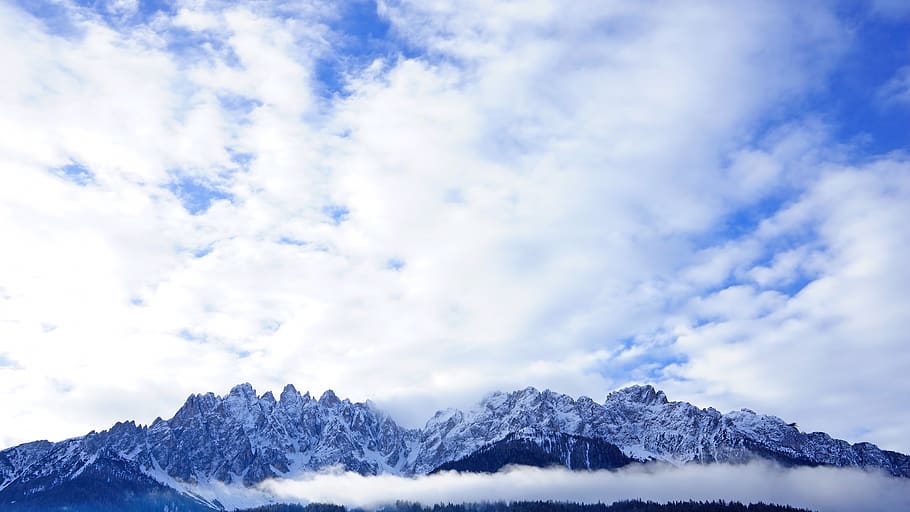 snow covered mountain over the clouds, nature, mountain range HD wallpaper