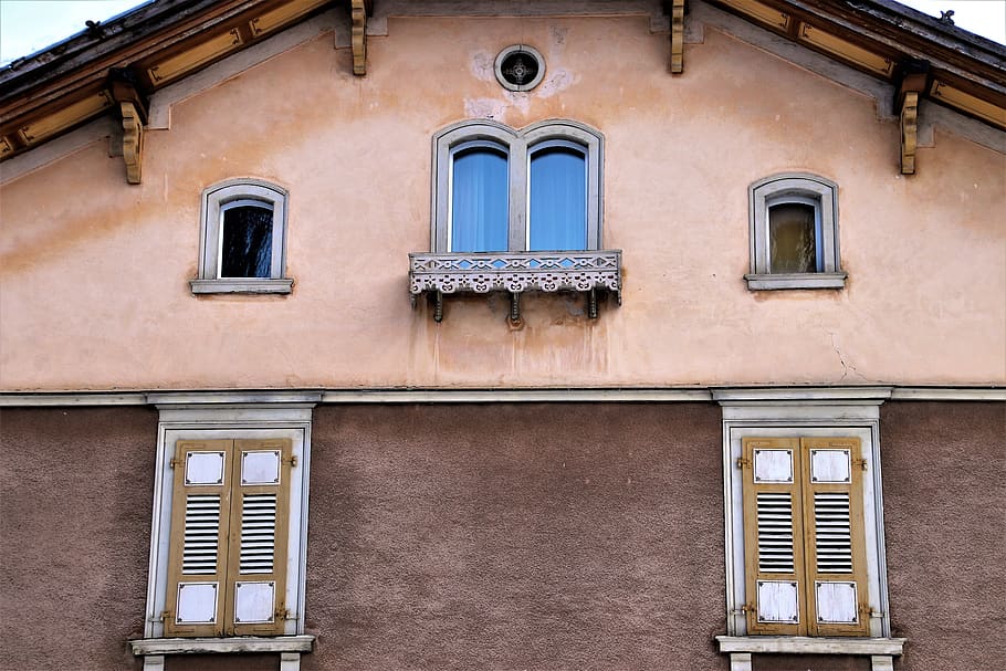 shutters, architecture, house, old, building, window, lake dusia, HD wallpaper