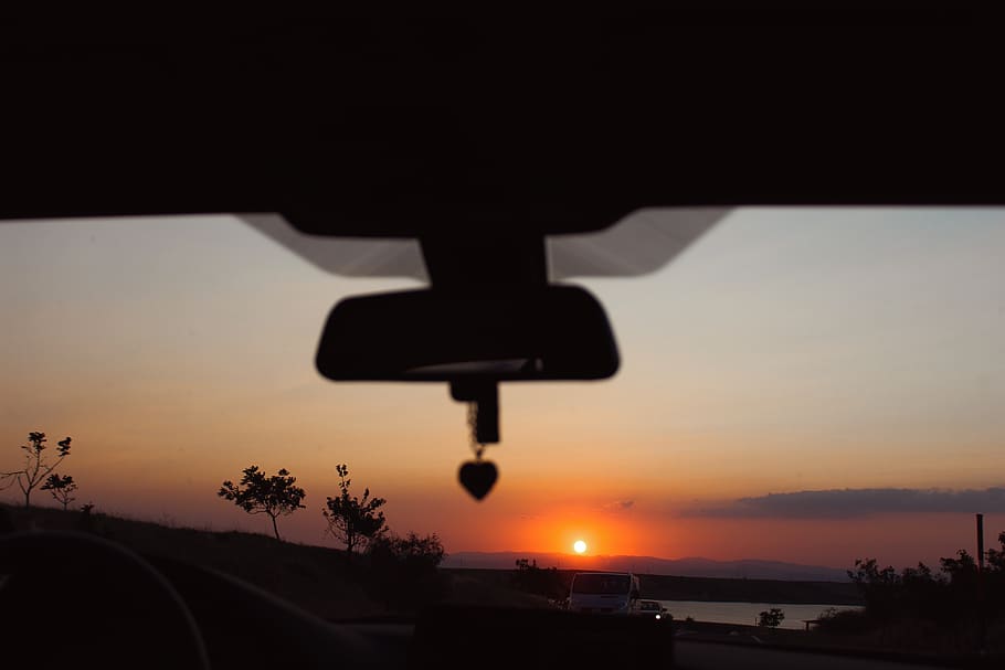 sunset, roads, car, heights, shadows, silhouette, new, wallpaper, HD wallpaper