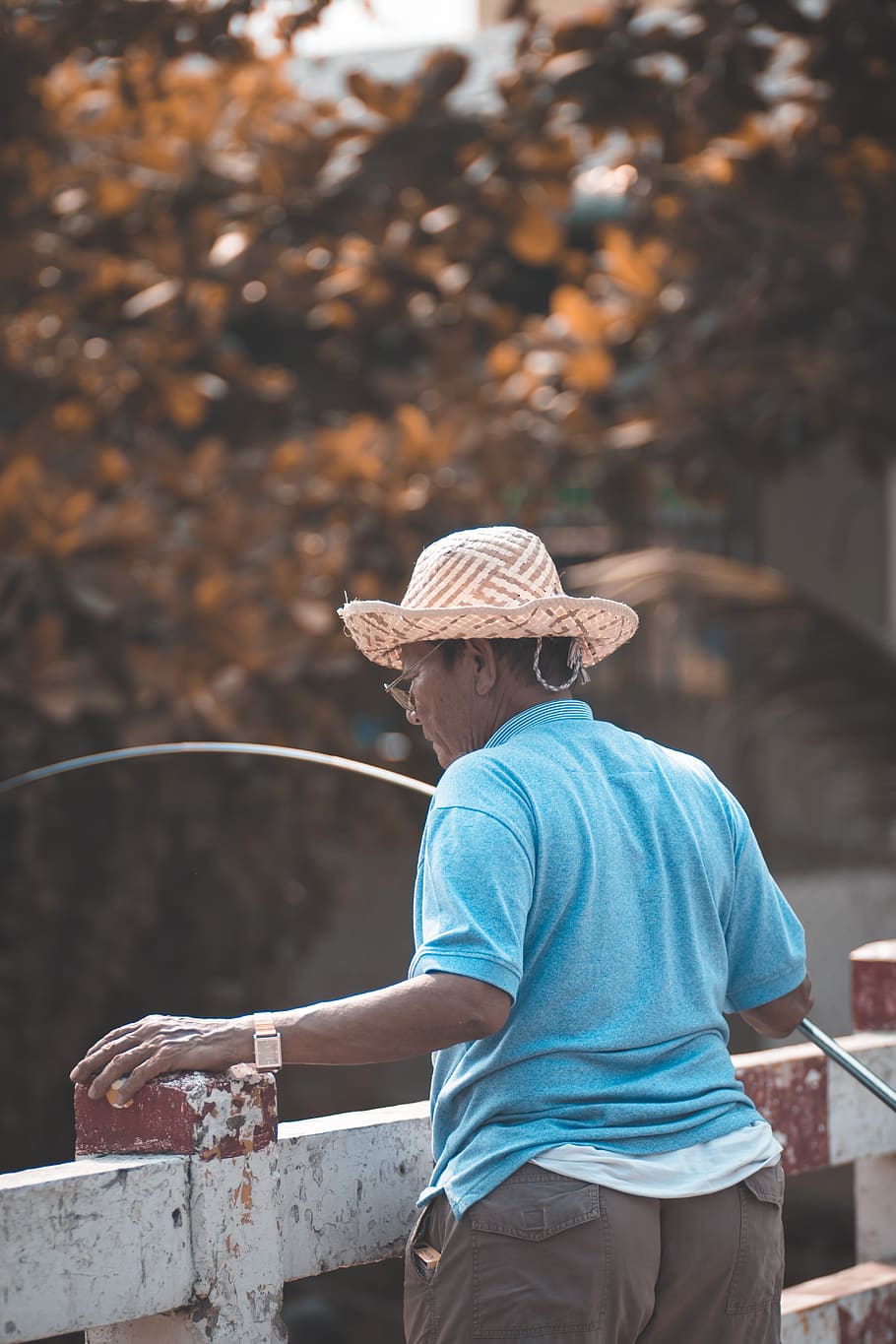 fishing, hats, conical leaf hat, man, older, entertainment, HD wallpaper