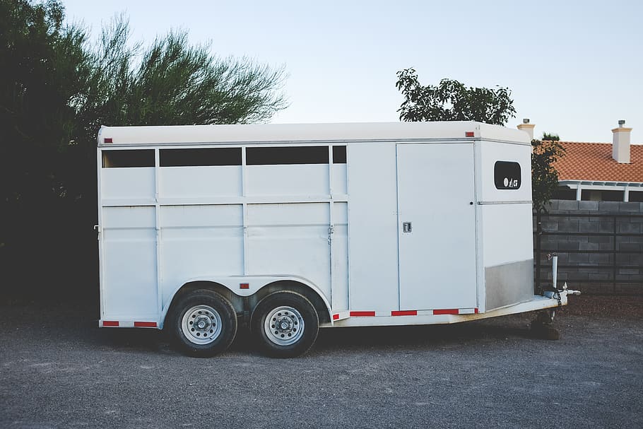 trailer, transportation, mode of transportation, tree, architecture HD wallpaper