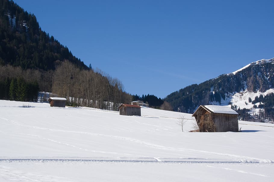 snow, skiing, winter, alpine, nature, landscape, mountains HD wallpaper