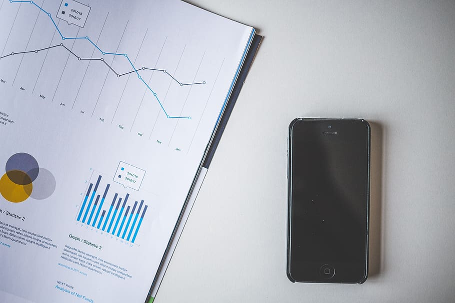 cellphone, charts, data, device, document, electronics, iphone HD wallpaper