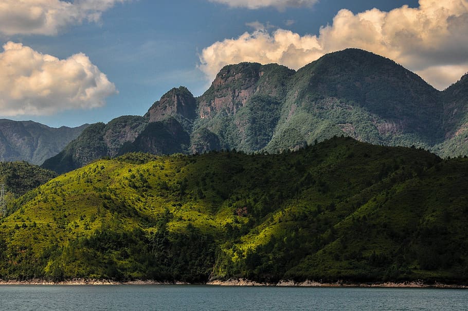 sky, lake, hill, mountain, valley, water, beauty in nature HD wallpaper