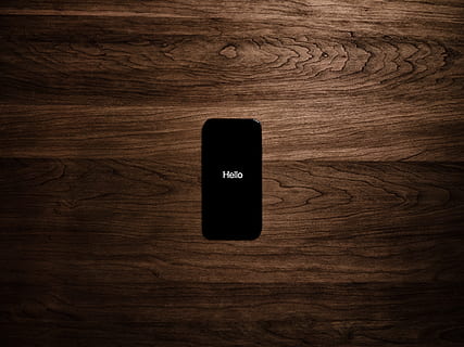 Turned on Black Iphone 7 Displaying Hello, cell phone, design HD wallpaper