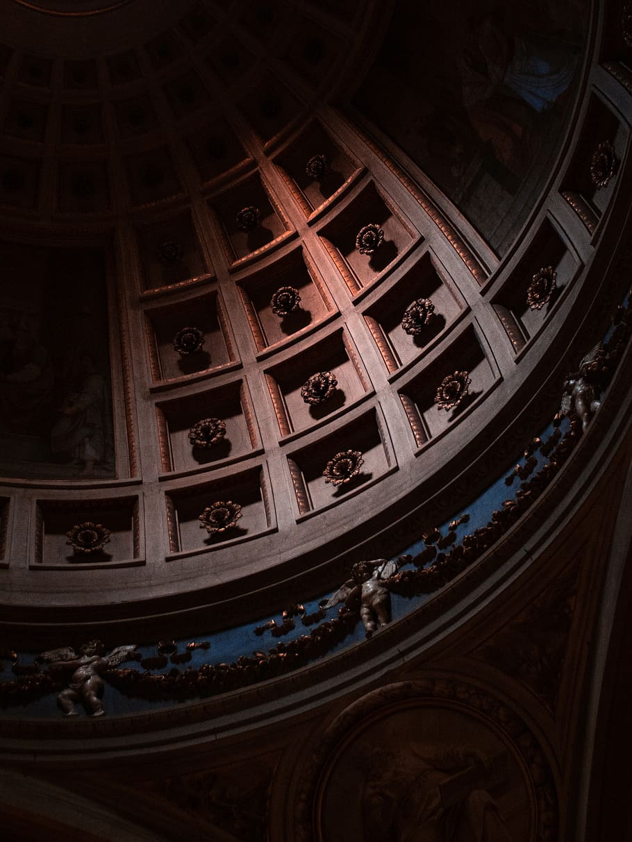 brown concrete dome building, architecture, sphere, window, staircase HD wallpaper