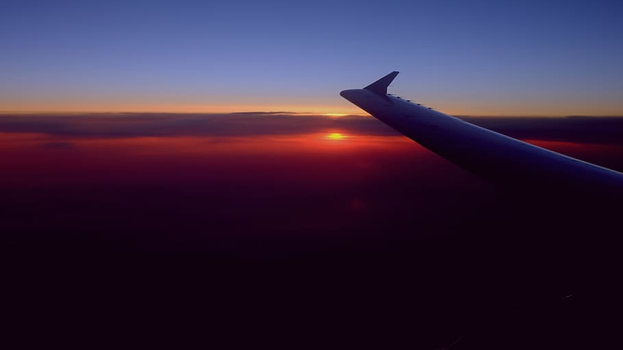 flight, plane, sunset, sky, hight, up, travel, voyage, hope, HD wallpaper