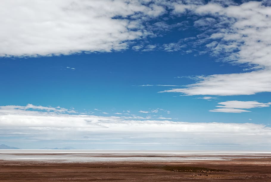 bolivia, uyuni, salt flats, sky, desert, cloud - sky, scenics - nature, HD wallpaper