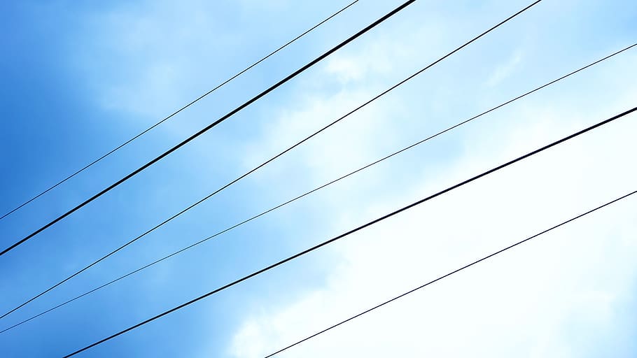cable, low angle view, sky, cloud - sky, electricity, power line HD wallpaper