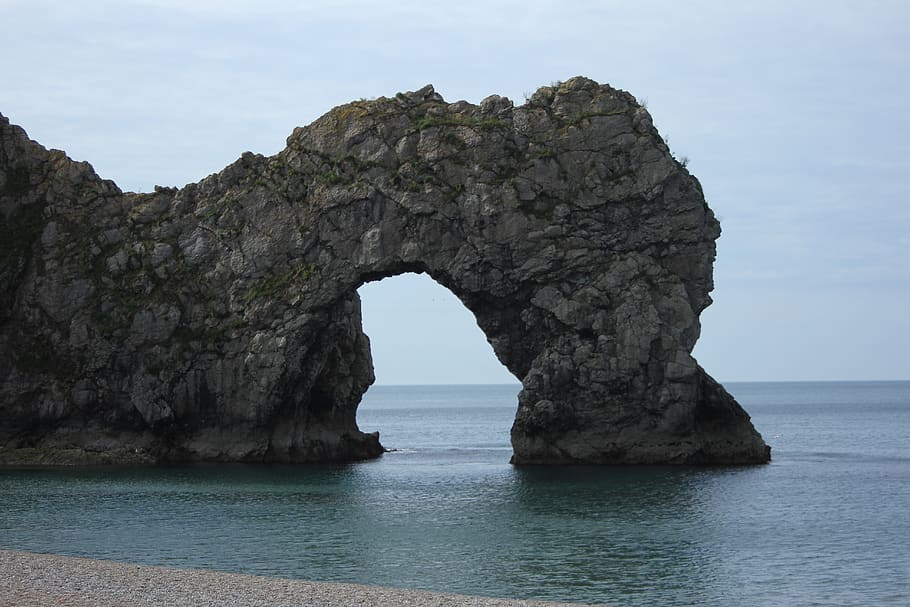 arch, dorset, coast, water, rock, sea, rock - object, natural arch HD wallpaper