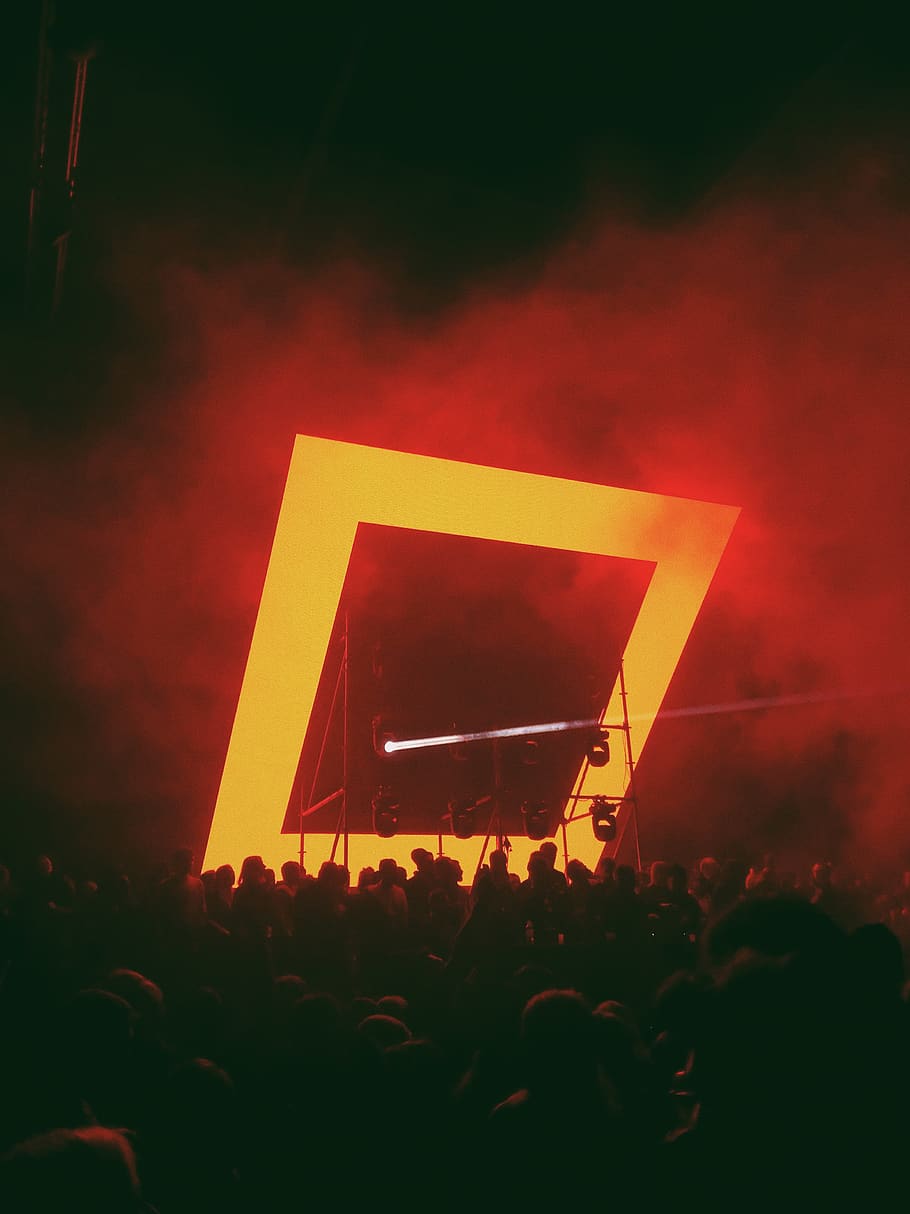 stage with orange lights, person, human, crowd, akademika krzhyzhanovs'koho st HD wallpaper