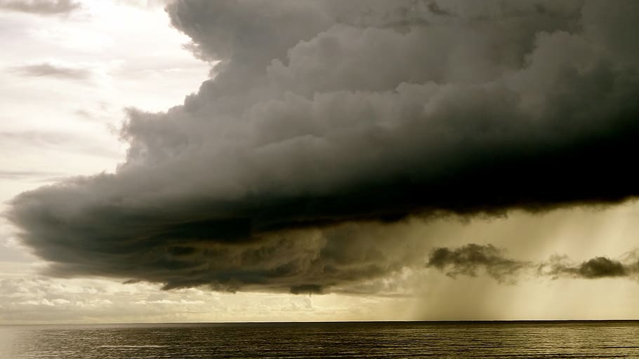 storm, clouds, sky, water, ocean, horizon, dramatic, climate HD wallpaper