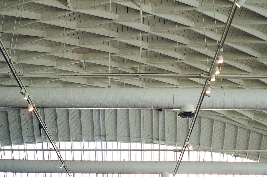 Low-angled Photo of Lighted Ceiling, hall, pipe, white, architecture HD wallpaper