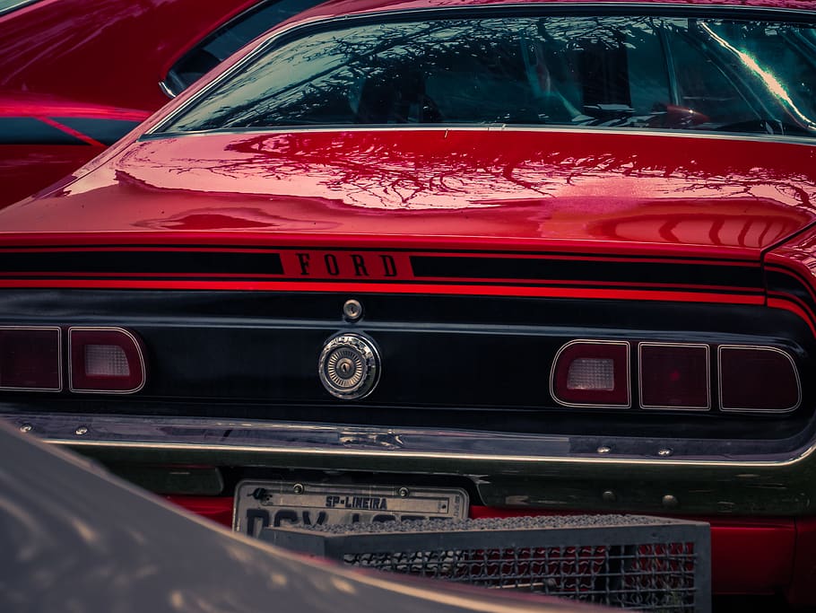 red Ford car, transportation, vehicle, automobile, sports car HD wallpaper