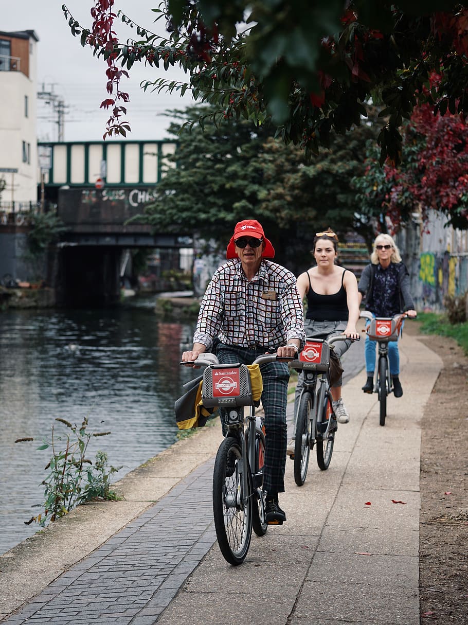 three people riding bicycle, transportation, real people, women HD wallpaper