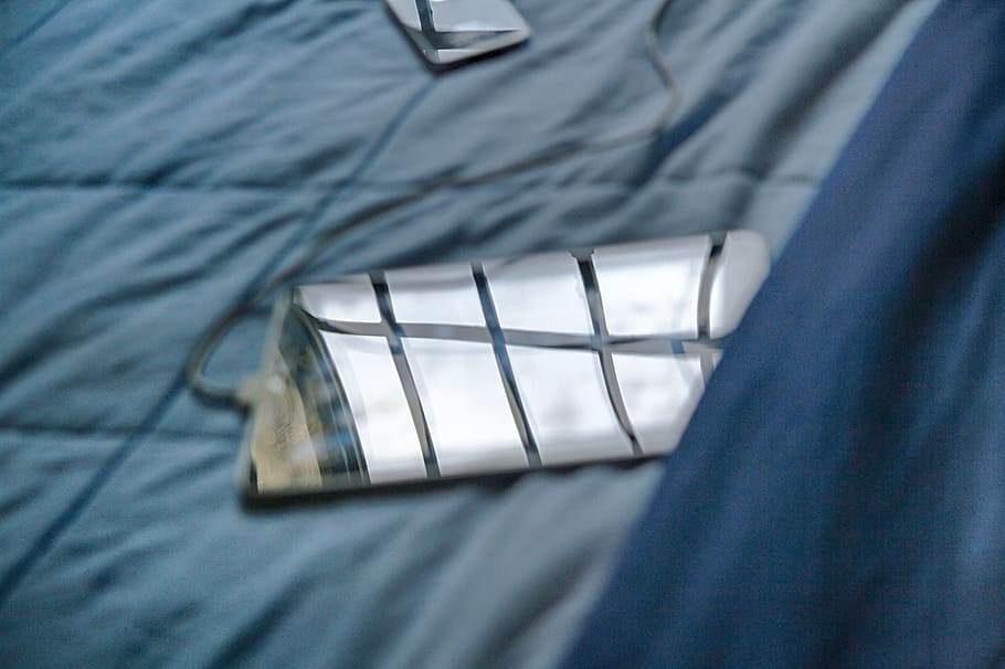 ipad, bed, reflexion, bars, one person, midsection, indoors HD wallpaper