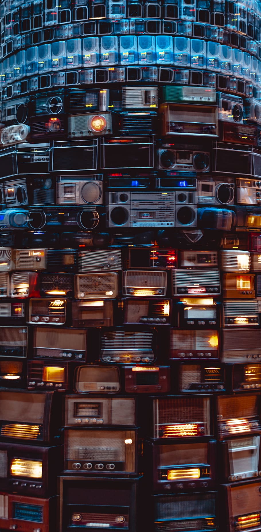 radio player lot, illuminated, no people, full frame, architecture, HD wallpaper