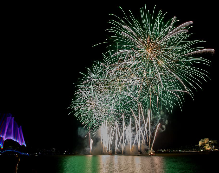 australia, canberra, firework, night, firework display, illuminated HD wallpaper