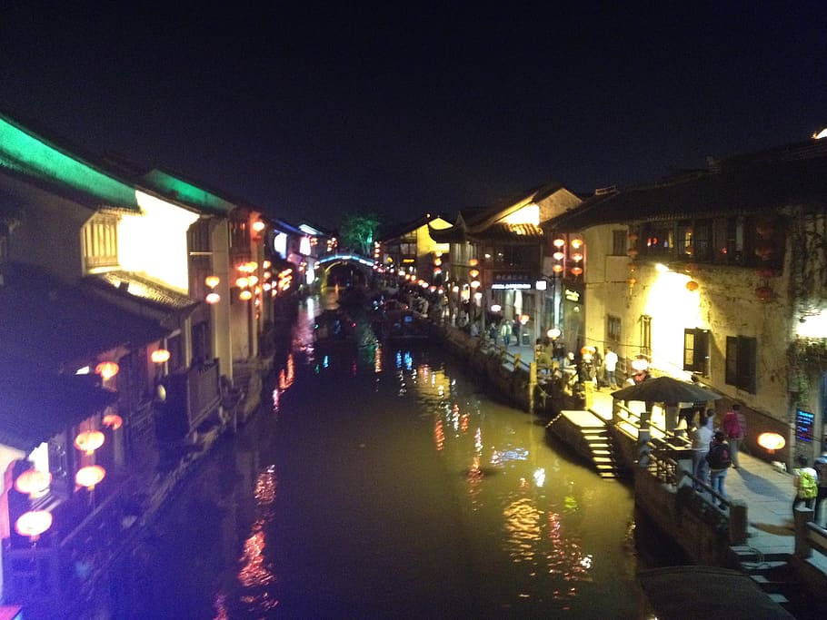 china, suzhou, night, illuminated, architecture, built structure HD wallpaper