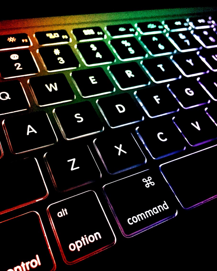 Macbook Colored Keyboard, alphabet, close-up, data, electronics HD wallpaper